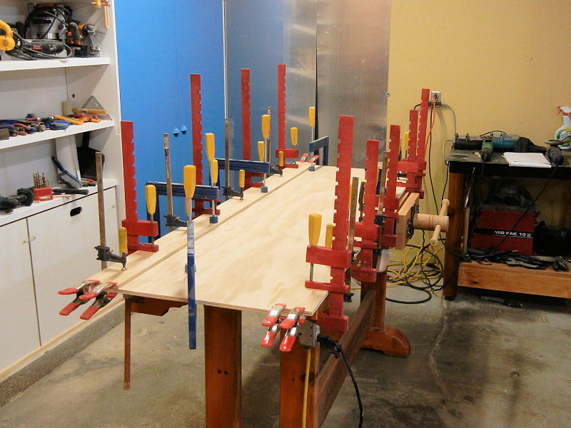 Stiles glued and clamped.